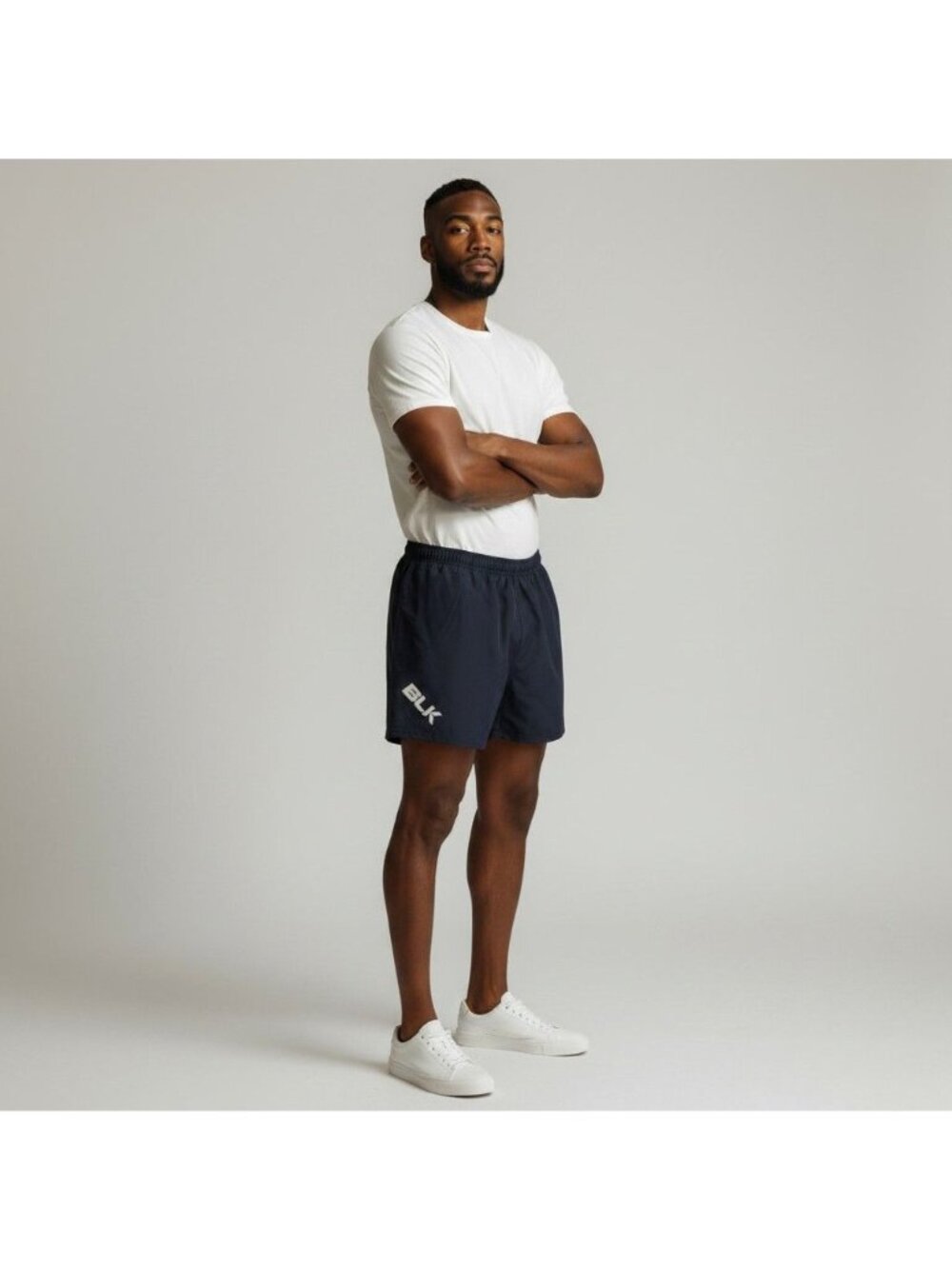 BLK T2 Mens Navy Rugby Shorts With Elastic Waistband Size L - Picture 1 of 11